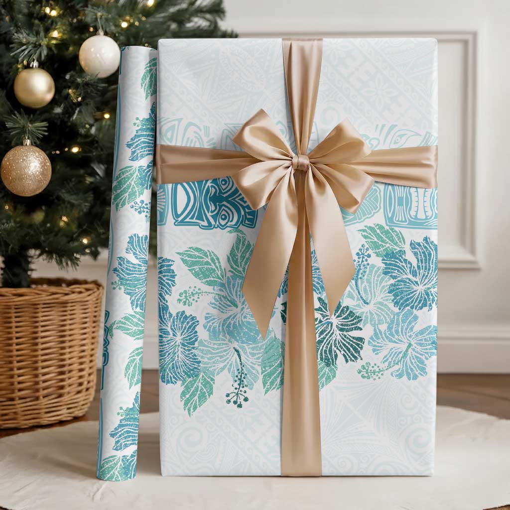 Christmas Aloha Hawaii Tiki Wrapping Paper Hibiscus Summer Colors