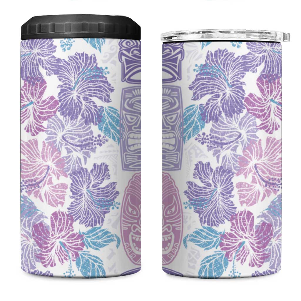 Christmas Aloha Hawaii Tiki 4 in 1 Can Cooler Tumbler Hibiscus Winter Colors LT7 One Size: 16 oz Lavender - Polynesian Pride