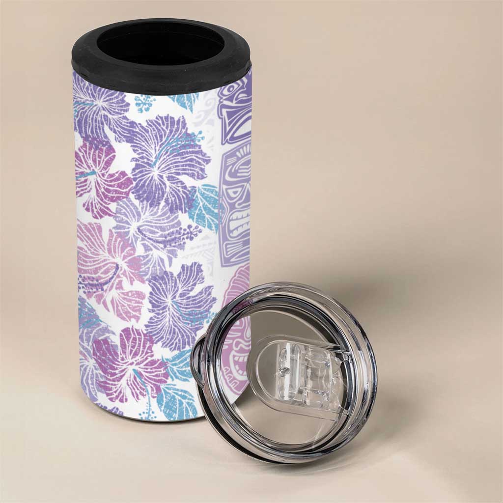 Christmas Aloha Hawaii Tiki 4 in 1 Can Cooler Tumbler Hibiscus Winter Colors LT7 - Polynesian Pride