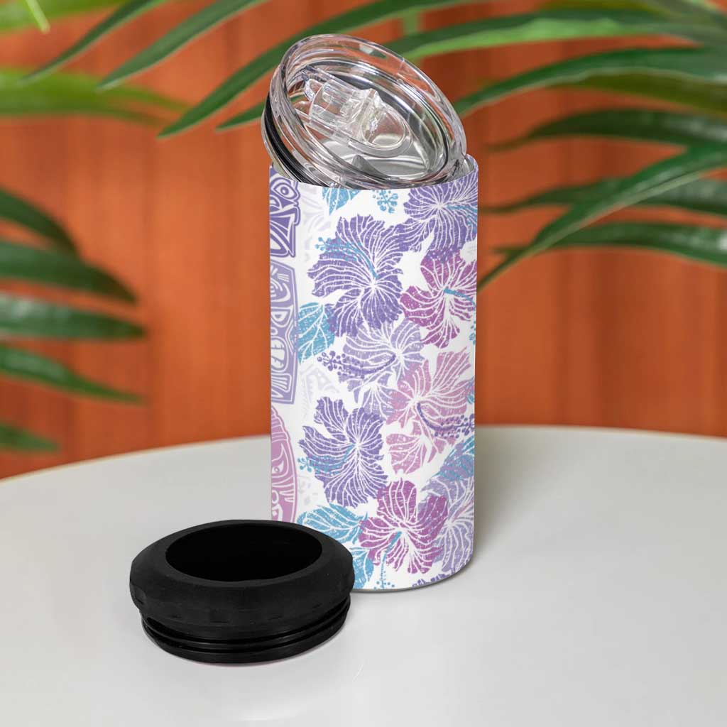 Christmas Aloha Hawaii Tiki 4 in 1 Can Cooler Tumbler Hibiscus Winter Colors LT7 - Polynesian Pride