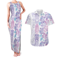 Christmas Aloha Hawaii Tiki Couples Matching Tank Maxi Dress and Hawaiian Shirt Hibiscus Winter Colors LT7 Lavender - Polynesian Pride