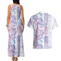Christmas Aloha Hawaii Tiki Couples Matching Tank Maxi Dress and Hawaiian Shirt Hibiscus Winter Colors LT7 - Polynesian Pride