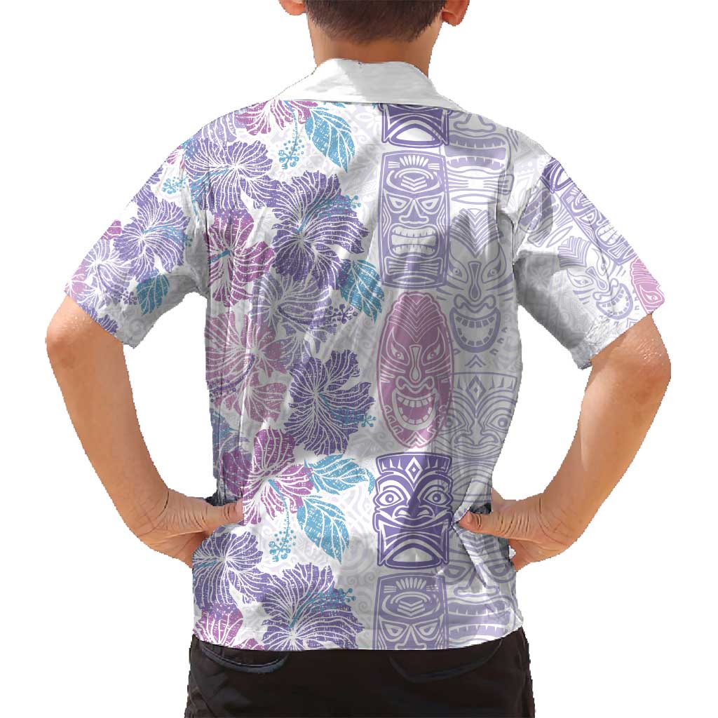 Christmas Aloha Hawaii Tiki Family Matching Long Sleeve Bodycon Dress and Hawaiian Shirt Hibiscus Winter Colors LT7 - Polynesian Pride