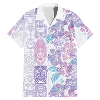 Christmas Aloha Hawaii Tiki Family Matching Mermaid Dress and Hawaiian Shirt Hibiscus Winter Colors LT7 Dad's Shirt - Short Sleeve Lavender - Polynesian Pride
