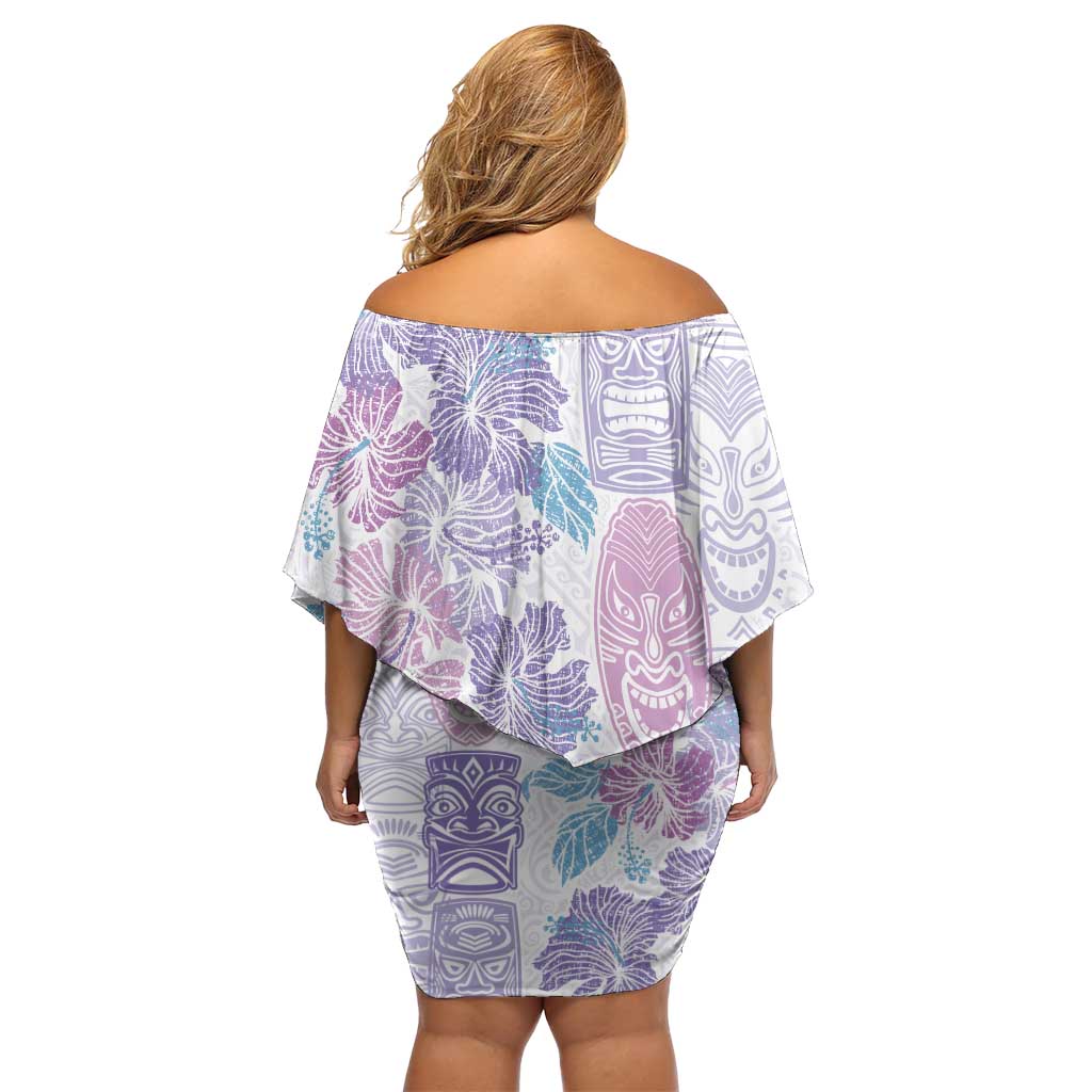 Christmas Aloha Hawaii Tiki Family Matching Off Shoulder Short Dress and Hawaiian Shirt Hibiscus Winter Colors LT7 - Polynesian Pride