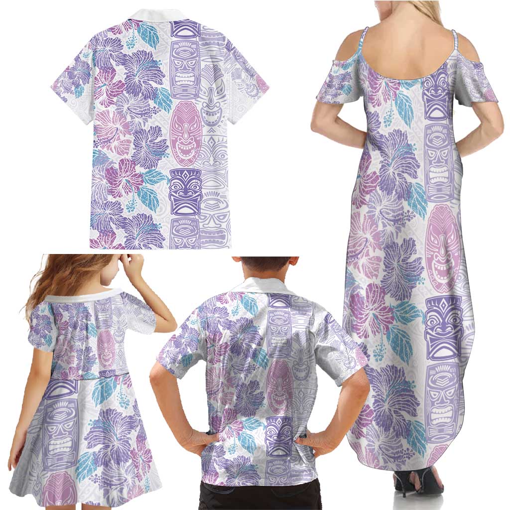Christmas Aloha Hawaii Tiki Family Matching Summer Maxi Dress and Hawaiian Shirt Hibiscus Winter Colors LT7 - Polynesian Pride