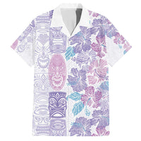 Christmas Aloha Hawaii Tiki Family Matching Tank Maxi Dress and Hawaiian Shirt Hibiscus Winter Colors LT7 Dad's Shirt - Short Sleeve Lavender - Polynesian Pride