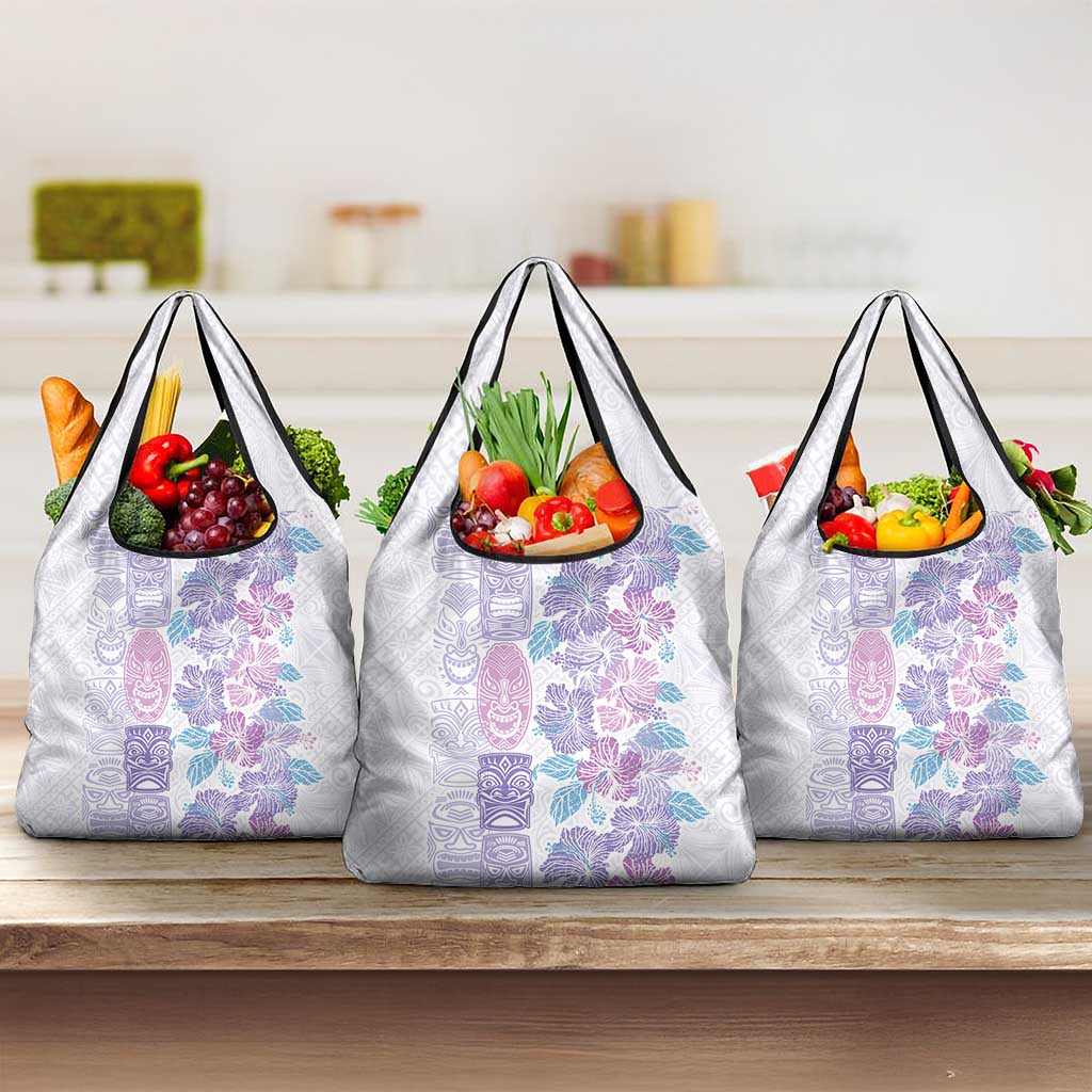 Christmas Aloha Hawaii Tiki Grocery Bag Hibiscus Winter Colors - Polynesian Pride