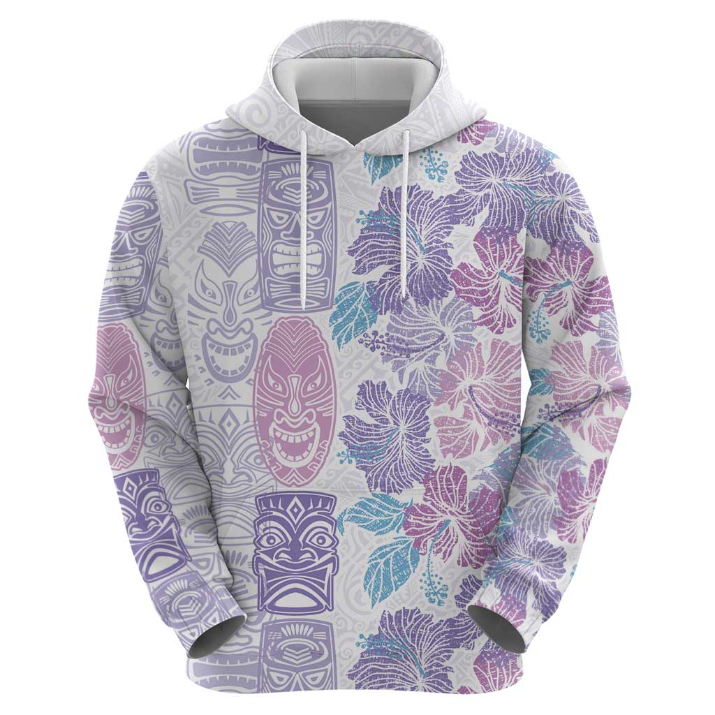 Christmas Aloha Hawaii Tiki Hoodie Hibiscus Winter Colors - Polynesian Pride