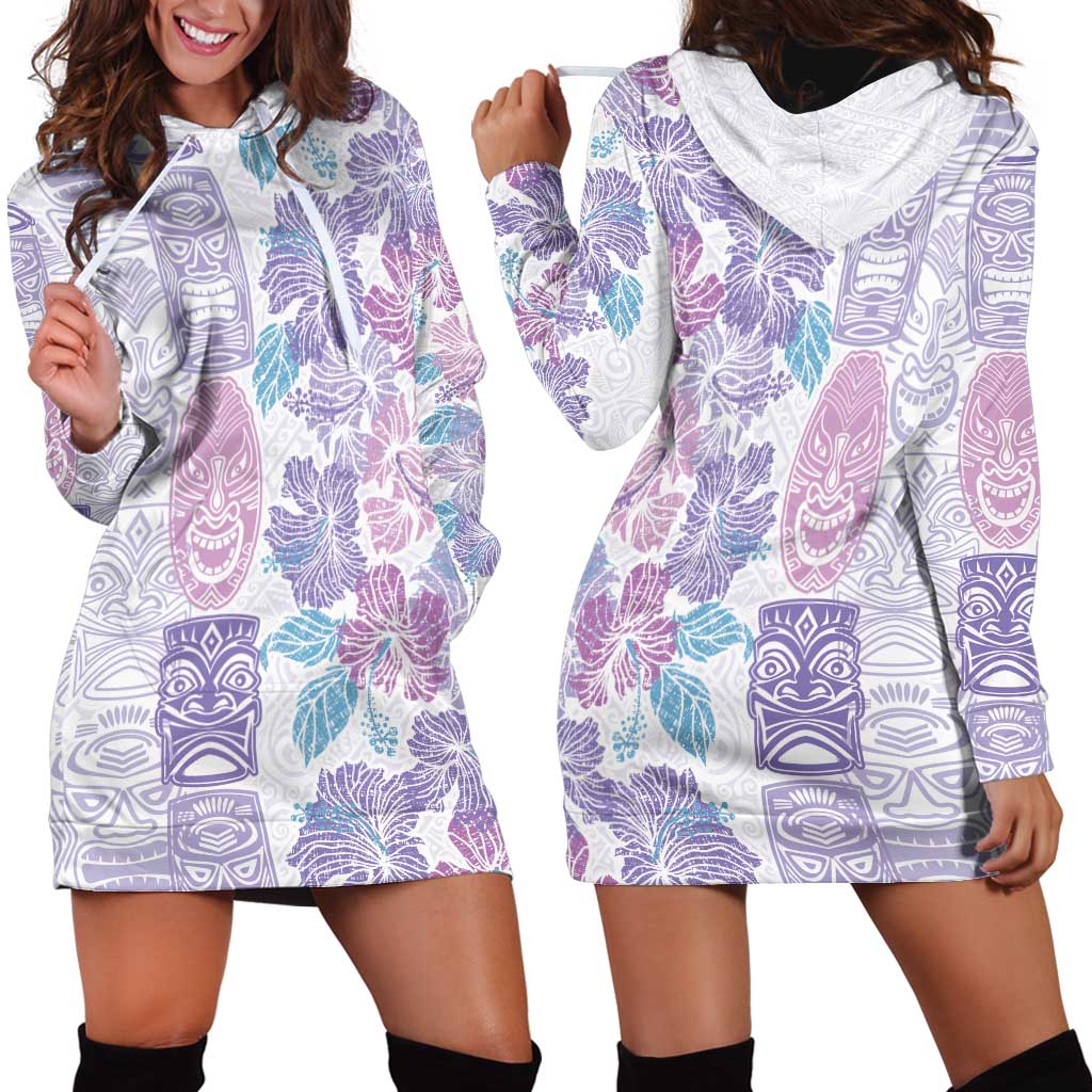 Christmas Aloha Hawaii Tiki Hoodie Dress Hibiscus Winter Colors LT7 - Polynesian Pride