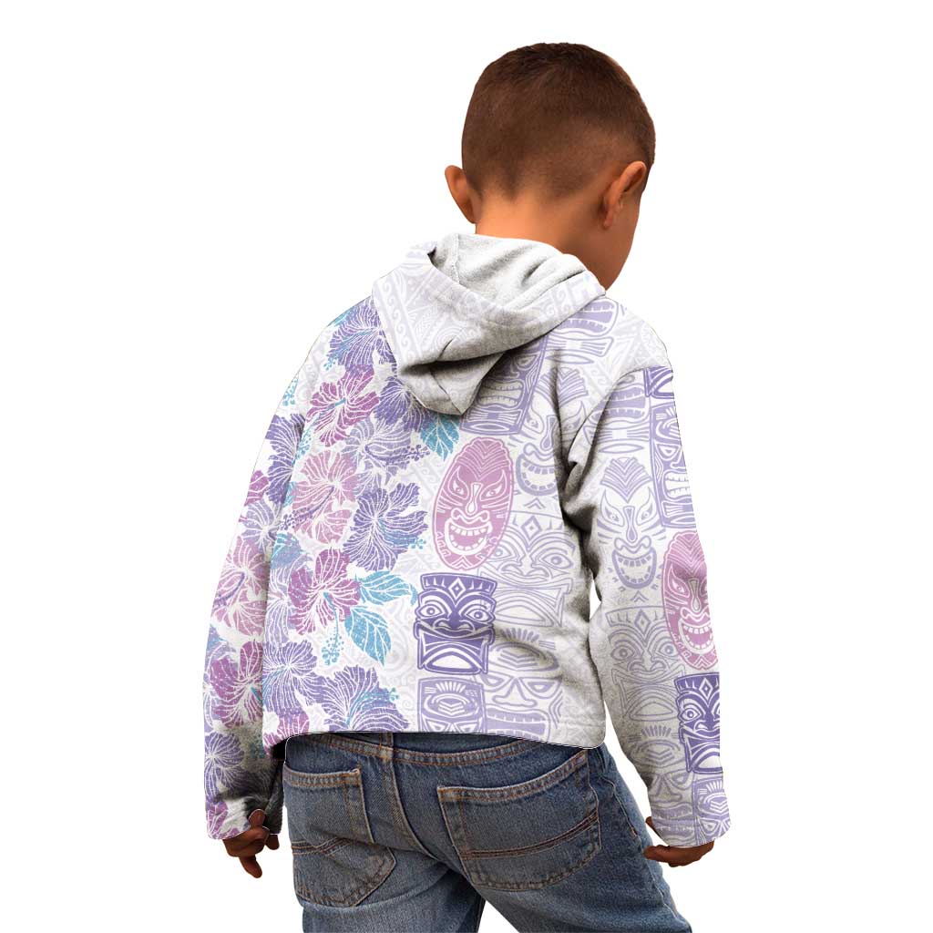 Christmas Aloha Hawaii Tiki Kid Hoodie Hibiscus Winter Colors - Polynesian Pride