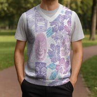 Christmas Aloha Hawaii Tiki Christmas Knitted V-Neck Vest Hibiscus Winter Colors LT7 - Polynesian Pride