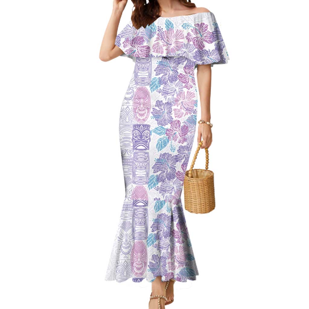 Christmas Aloha Hawaii Tiki Mermaid Dress Hibiscus Winter Colors - Polynesian Pride