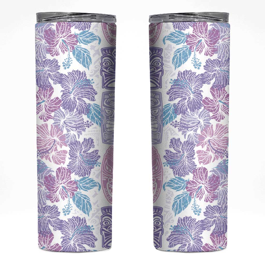Christmas Aloha Hawaii Tiki Skinny Tumbler Hibiscus Winter Colors LT7 Lavender - Polynesian Pride