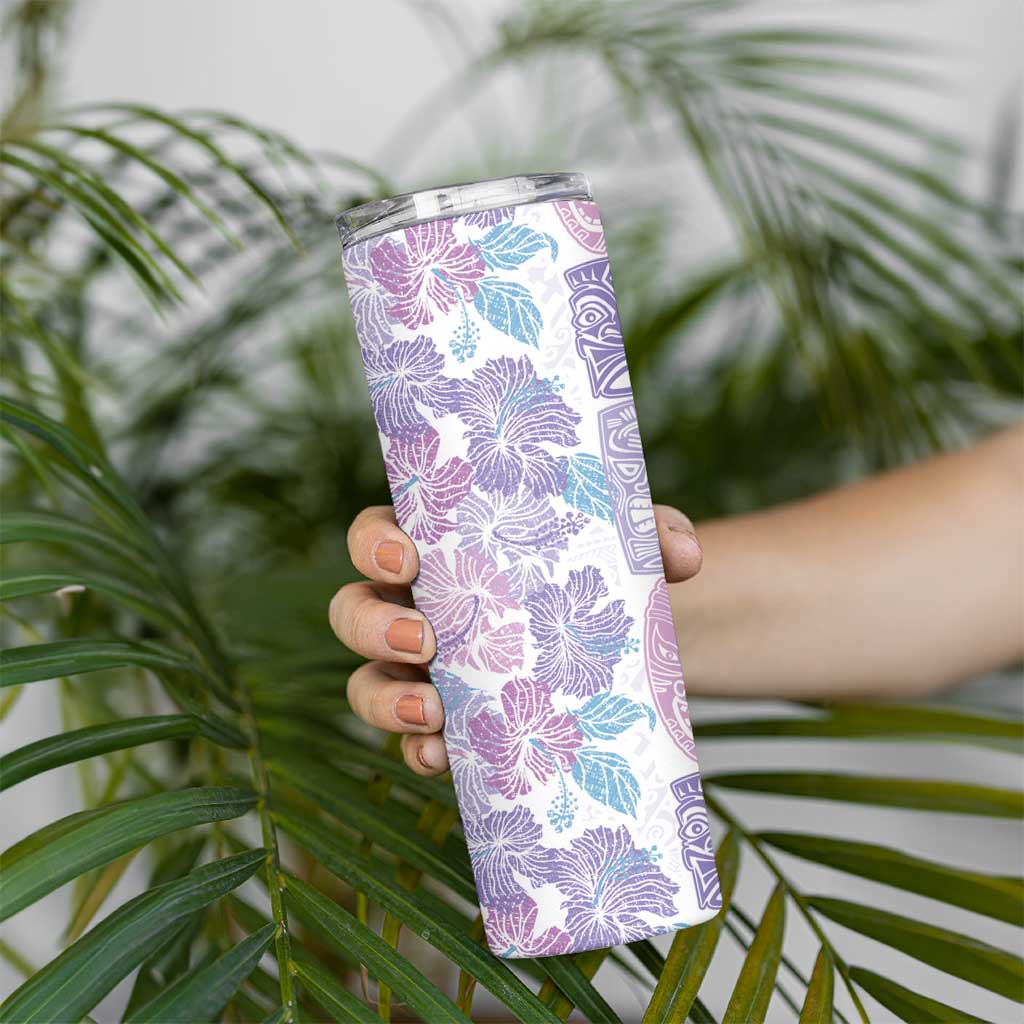 Christmas Aloha Hawaii Tiki Skinny Tumbler Hibiscus Winter Colors LT7 - Polynesian Pride