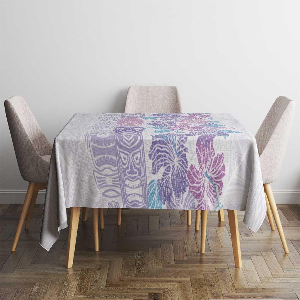 Christmas Aloha Hawaii Tiki Tablecloth Hibiscus Winter Colors - Polynesian Pride