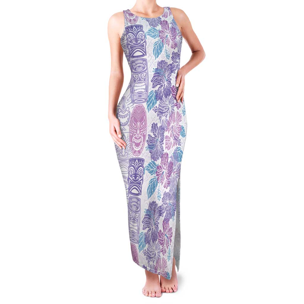 Christmas Aloha Hawaii Tiki Tank Maxi Dress Hibiscus Winter Colors - Polynesian Pride