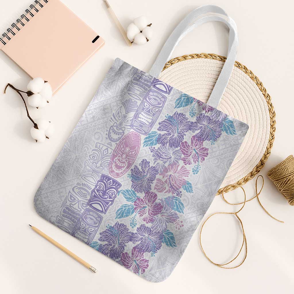 Christmas Aloha Hawaii Tiki Tote Bag Hibiscus Winter Colors - Polynesian Pride