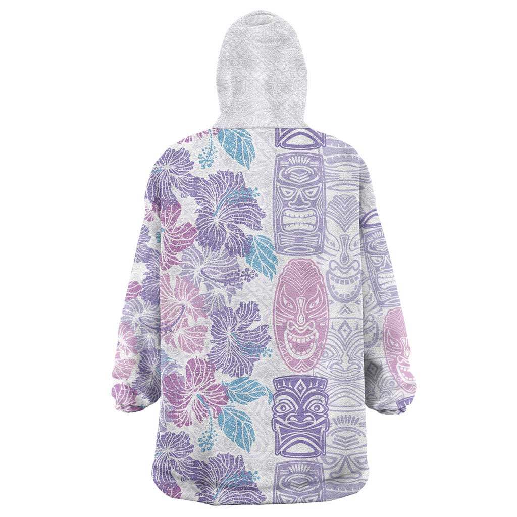 Christmas Aloha Hawaii Tiki Wearable Blanket Hoodie Hibiscus Winter Colors LT7 - Polynesian Pride
