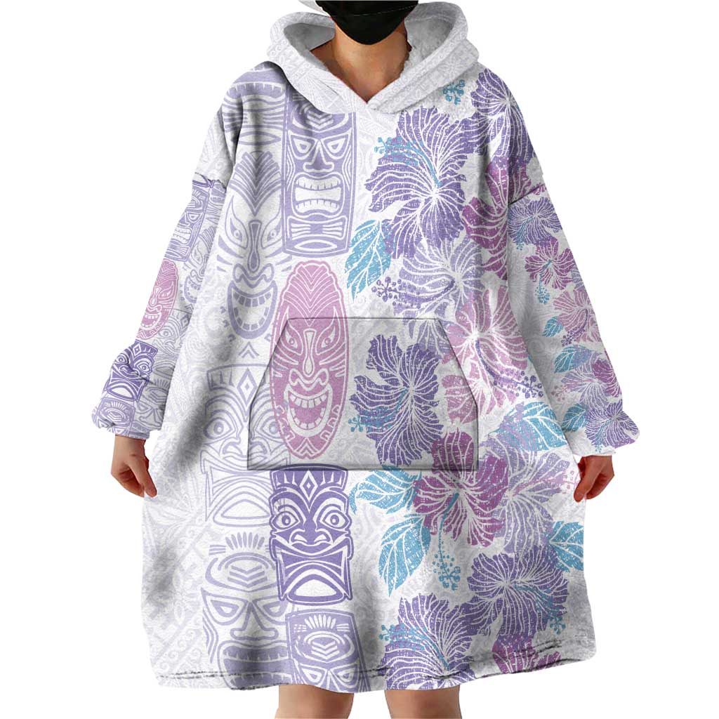 Christmas Aloha Hawaii Tiki Wearable Blanket Hoodie Hibiscus Winter Colors LT7 - Polynesian Pride