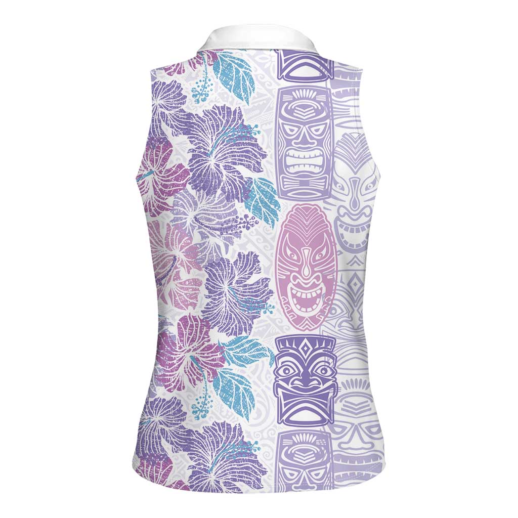 Christmas Aloha Hawaii Tiki Women Sleeveless Polo Shirt Hibiscus Winter Colors LT7 - Polynesian Pride