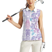 Christmas Aloha Hawaii Tiki Women Sleeveless Polo Shirt Hibiscus Winter Colors LT7 - Polynesian Pride