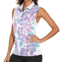 Christmas Aloha Hawaii Tiki Women Sleeveless Polo Shirt Hibiscus Winter Colors LT7 - Polynesian Pride