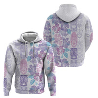 Christmas Aloha Hawaii Tiki Zip Hoodie Hibiscus Winter Colors - Polynesian Pride