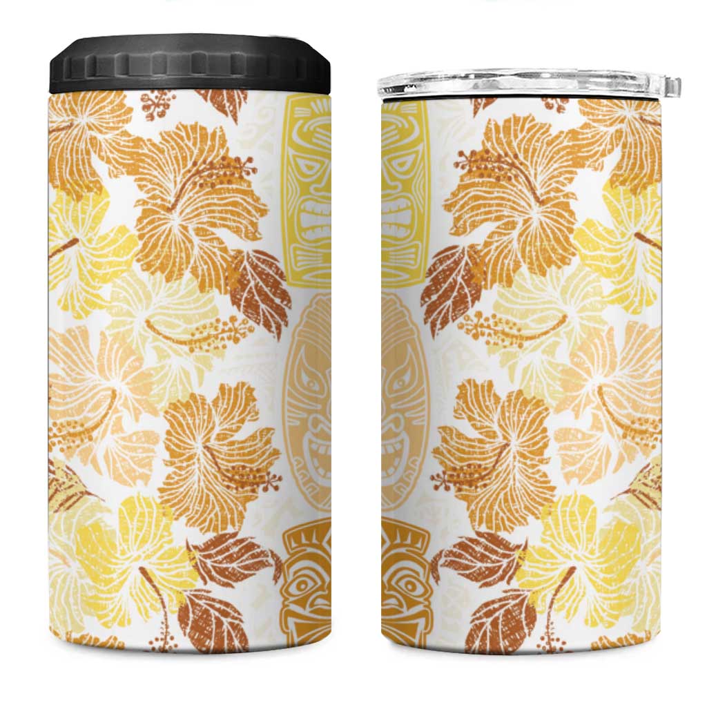 Christmas Aloha Hawaii Tiki 4 in 1 Can Cooler Tumbler Hibiscus Autumn Colors LT7 One Size: 16 oz Yellow - Polynesian Pride