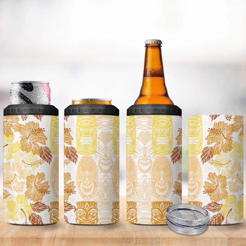 Christmas Aloha Hawaii Tiki 4 in 1 Can Cooler Tumbler Hibiscus Autumn Colors LT7 - Polynesian Pride