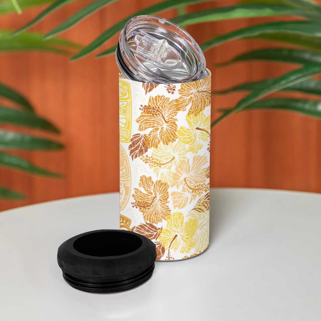 Christmas Aloha Hawaii Tiki 4 in 1 Can Cooler Tumbler Hibiscus Autumn Colors LT7 - Polynesian Pride