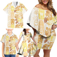 Christmas Aloha Hawaii Tiki Family Matching Off Shoulder Short Dress and Hawaiian Shirt Hibiscus Autumn Colors LT7 - Polynesian Pride
