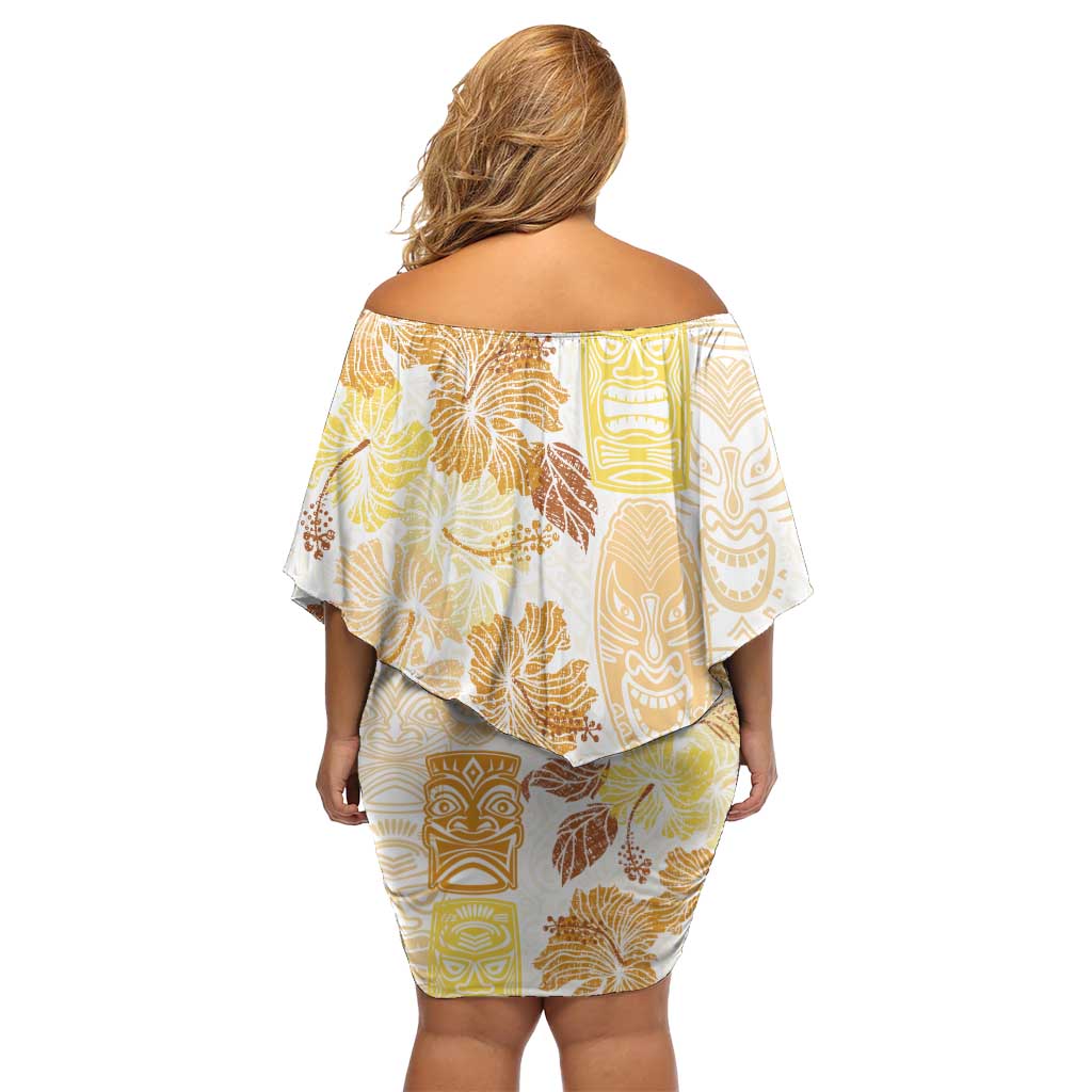 Christmas Aloha Hawaii Tiki Family Matching Off Shoulder Short Dress and Hawaiian Shirt Hibiscus Autumn Colors LT7 - Polynesian Pride