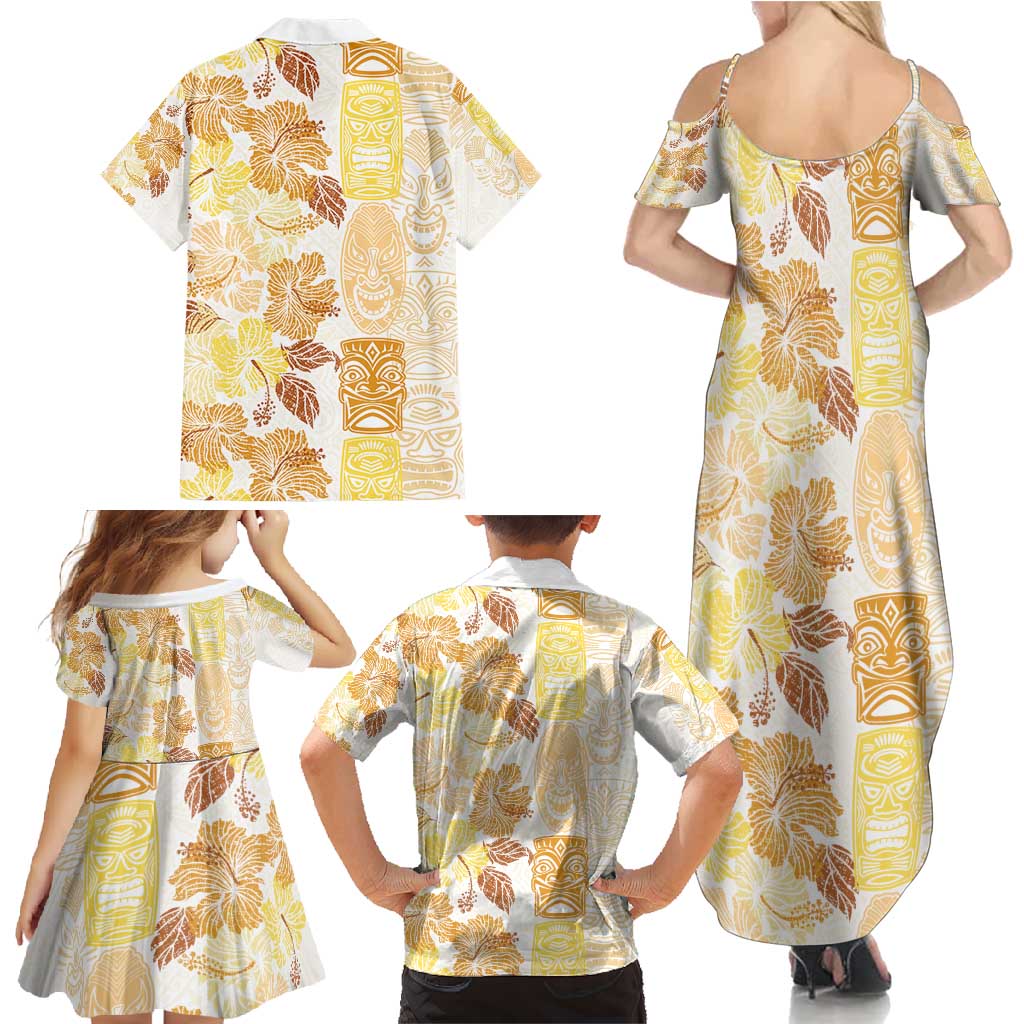 Christmas Aloha Hawaii Tiki Family Matching Summer Maxi Dress and Hawaiian Shirt Hibiscus Autumn Colors LT7 - Polynesian Pride