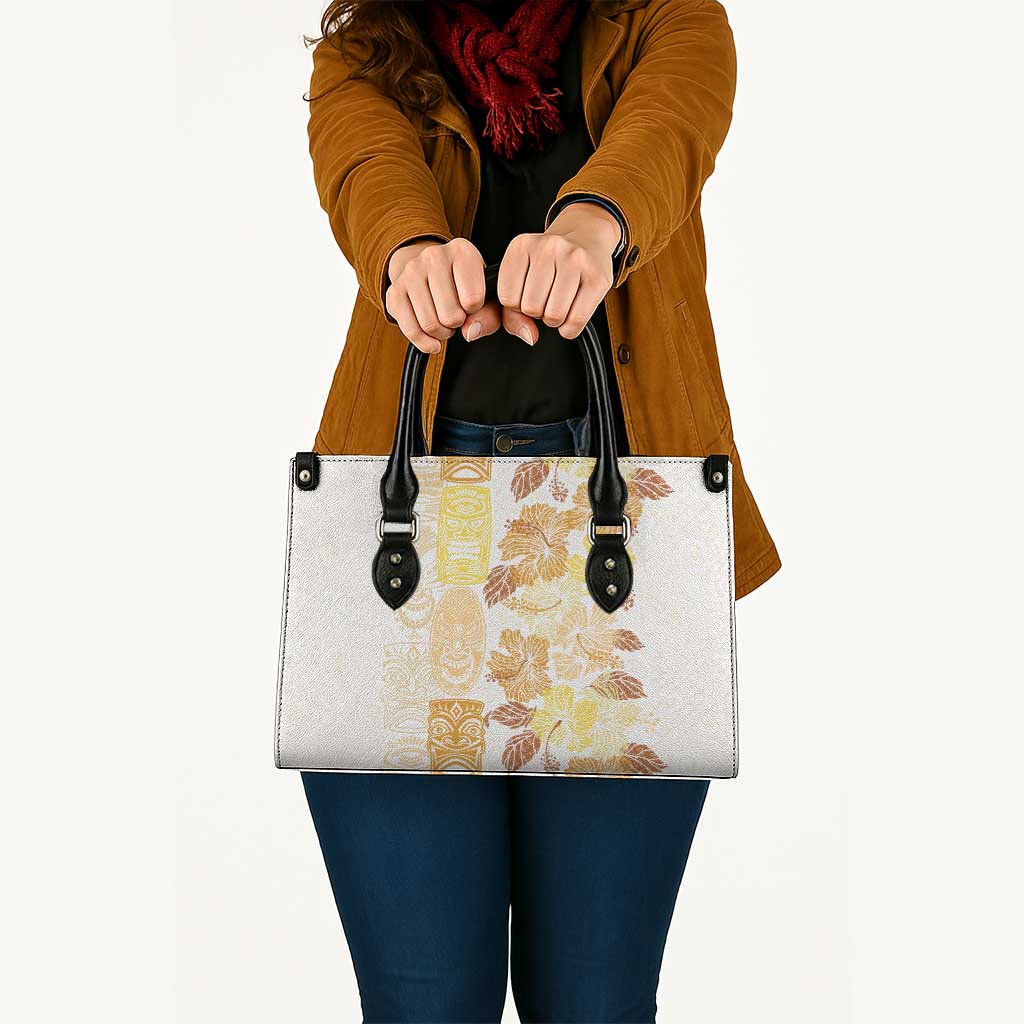 Christmas Aloha Hawaii Tiki Leather Bag Hibiscus Autumn Colors - Polynesian Pride