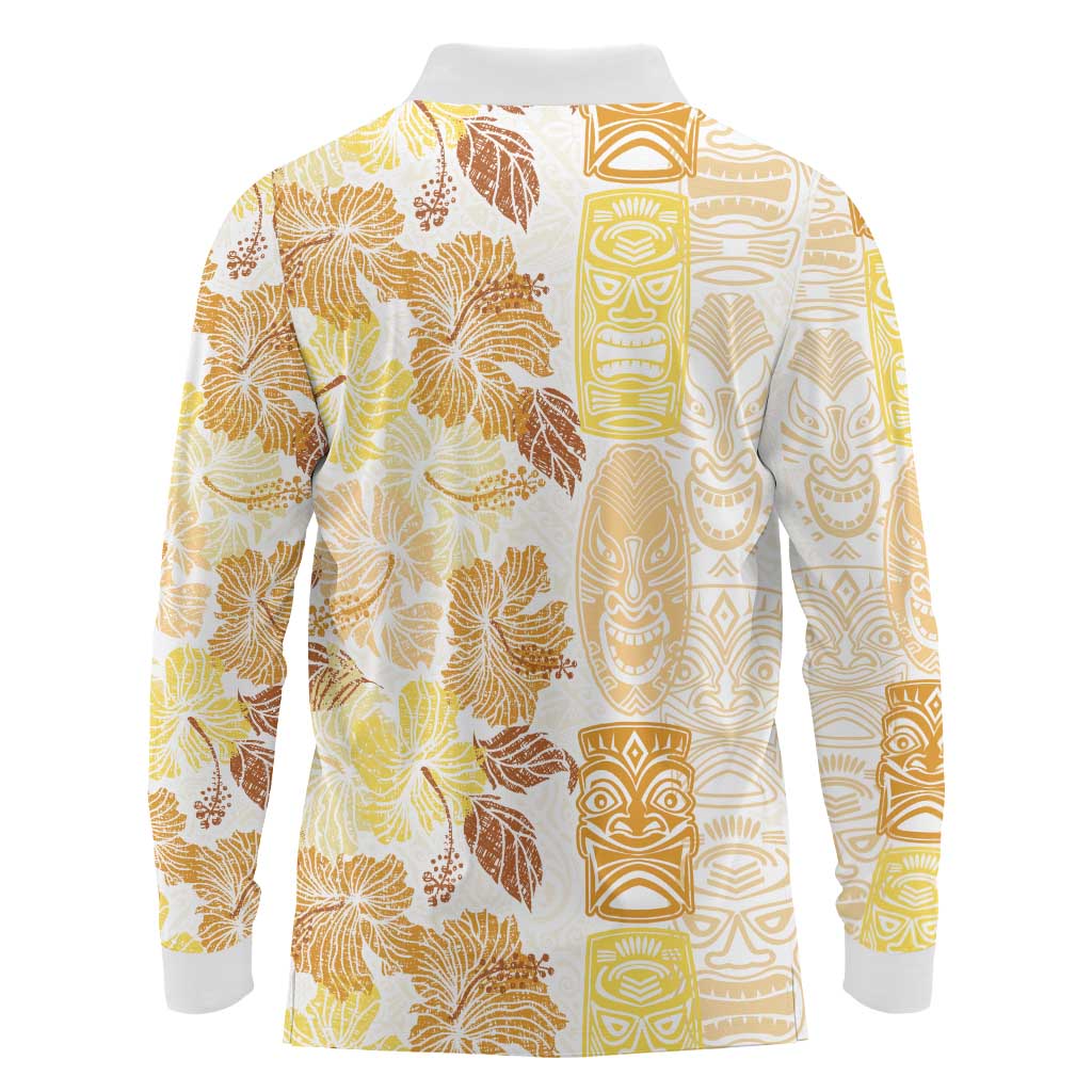 Christmas Aloha Hawaii Tiki Long Sleeve Polo Shirt Hibiscus Autumn Colors LT7 - Polynesian Pride