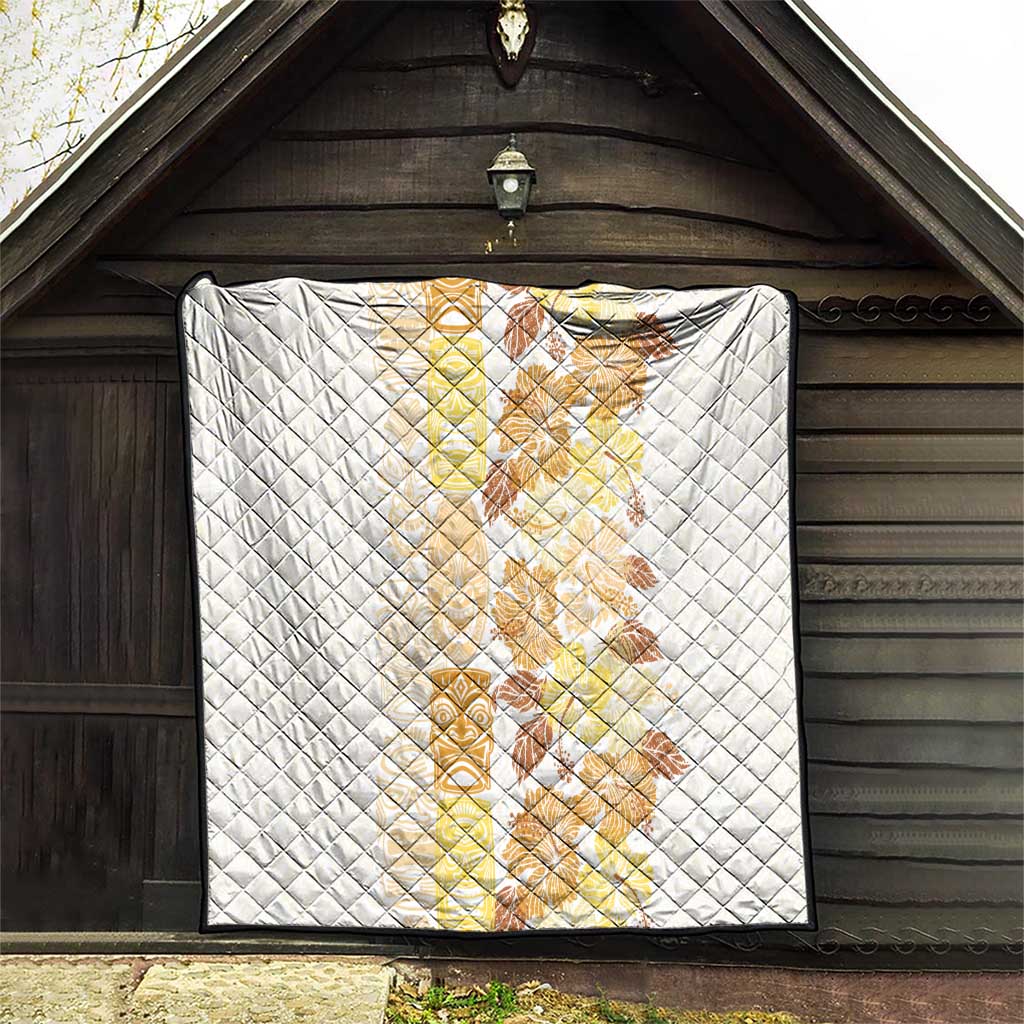 Christmas Aloha Hawaii Tiki Quilt Hibiscus Autumn Colors - Polynesian Pride