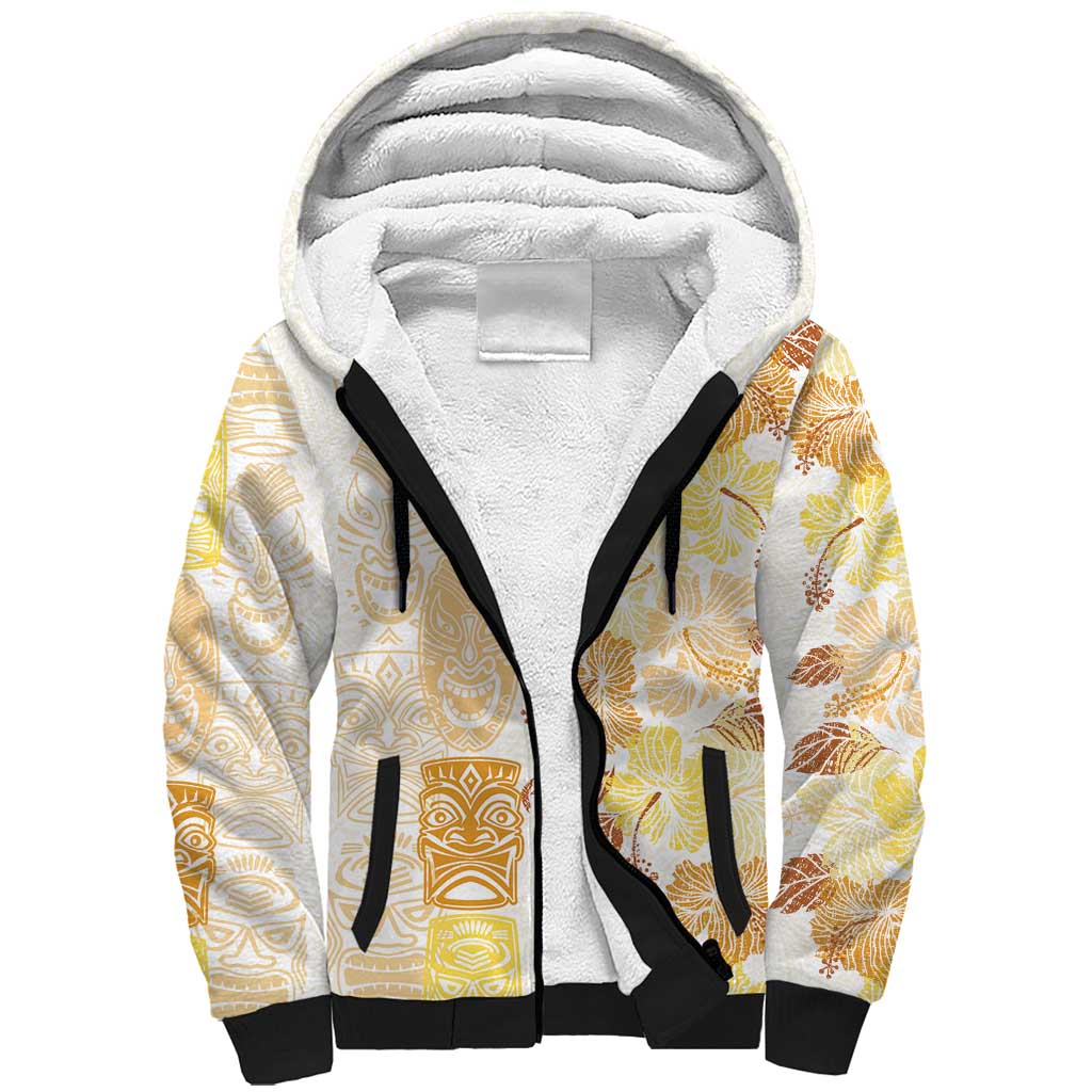 Christmas Aloha Hawaii Tiki Sherpa Hoodie Hibiscus Autumn Colors LT7 Unisex Yellow - Polynesian Pride