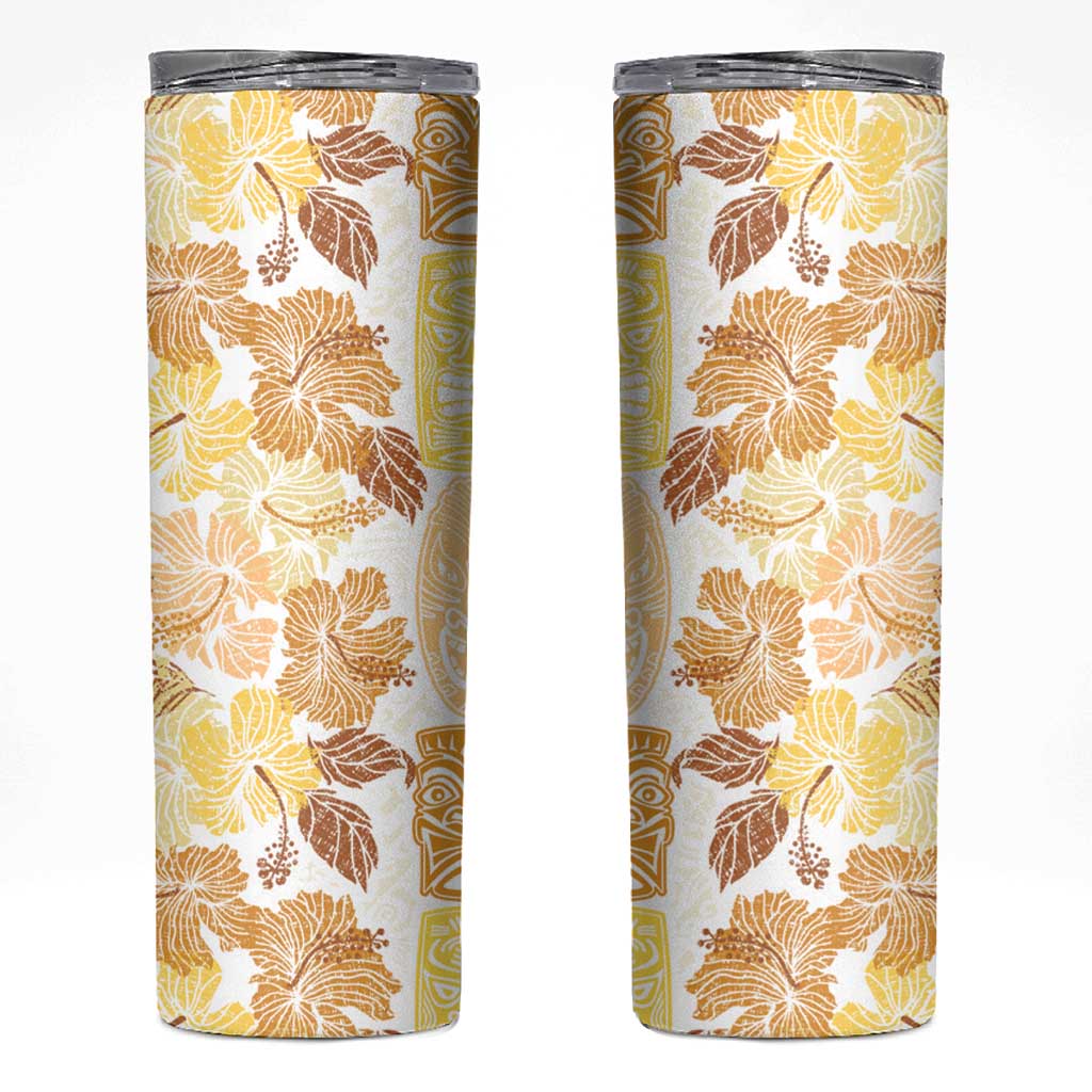 Christmas Aloha Hawaii Tiki Skinny Tumbler Hibiscus Autumn Colors LT7 Yellow - Polynesian Pride