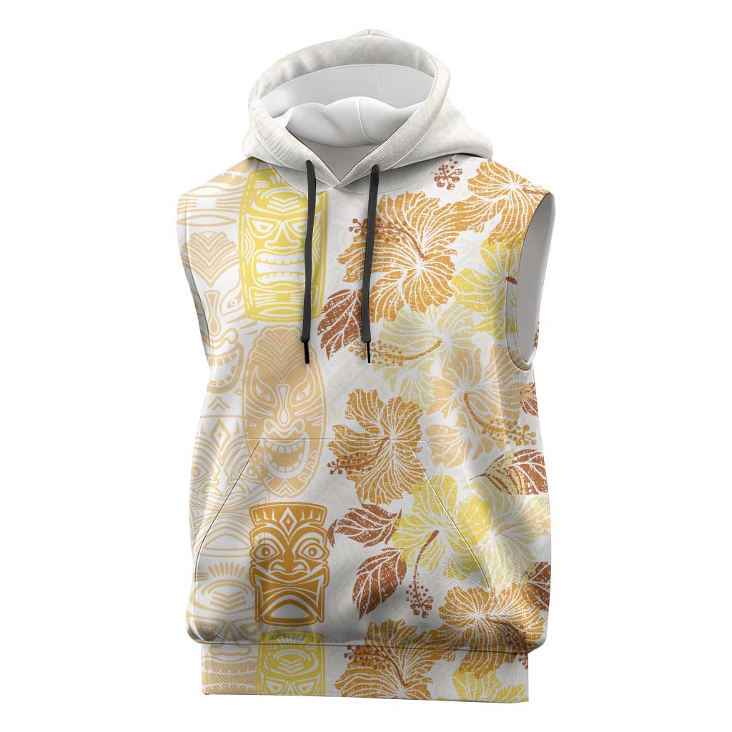 Christmas Aloha Hawaii Tiki Sleeveless Hoodie Hibiscus Autumn Colors LT7 Yellow - Polynesian Pride