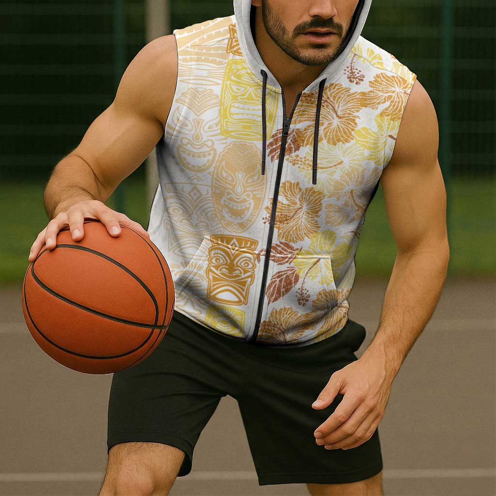 Christmas Aloha Hawaii Tiki Sleeveless Zip Hoodie Hibiscus Autumn Colors LT7 - Polynesian Pride