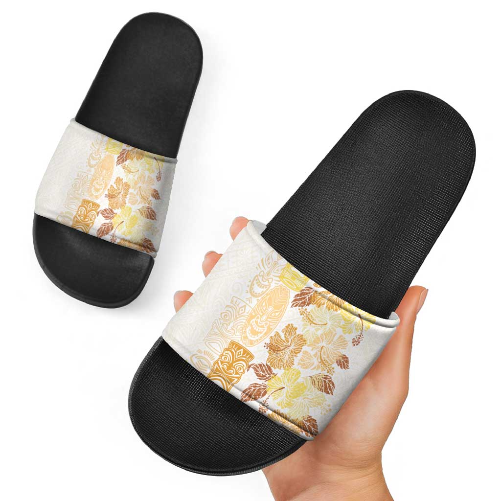 Christmas Aloha Hawaii Tiki Slide Sandals Hibiscus Autumn Colors - Polynesian Pride