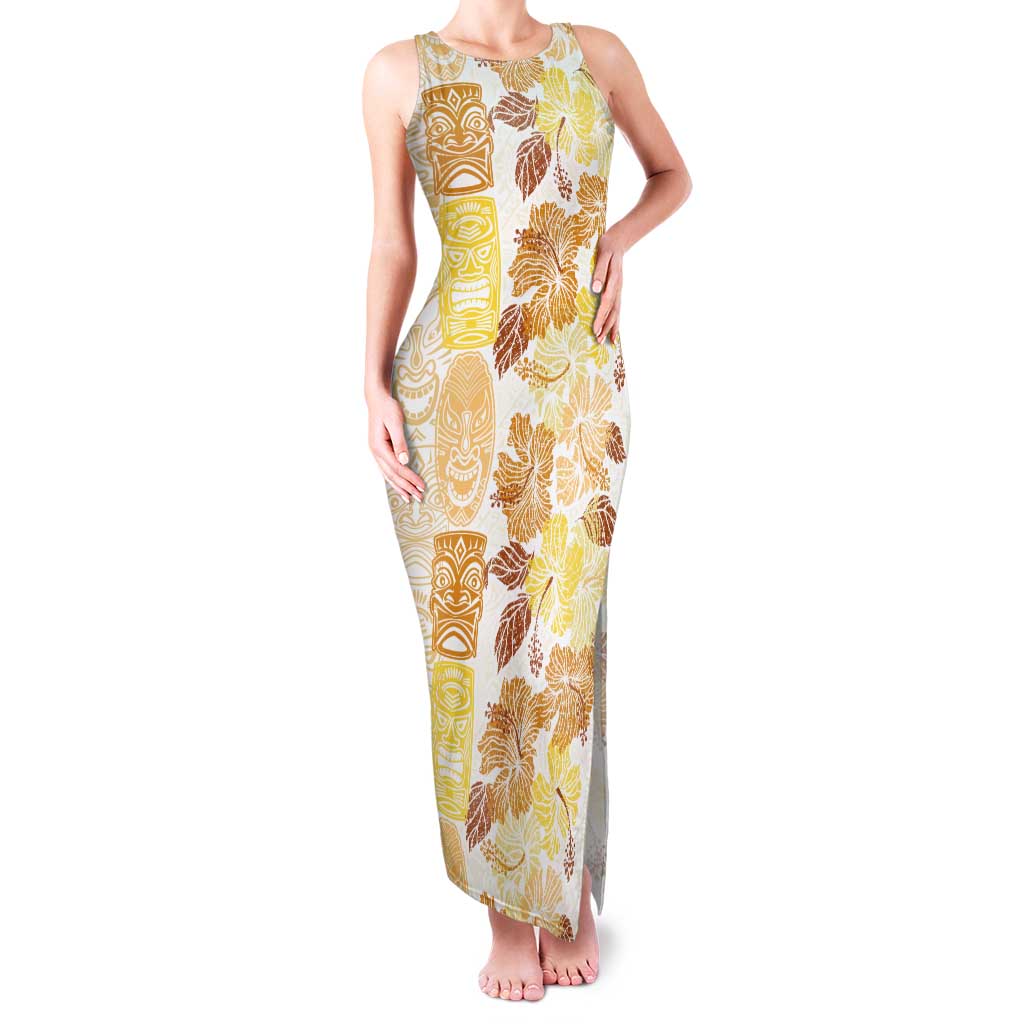 Christmas Aloha Hawaii Tiki Tank Maxi Dress Hibiscus Autumn Colors - Polynesian Pride