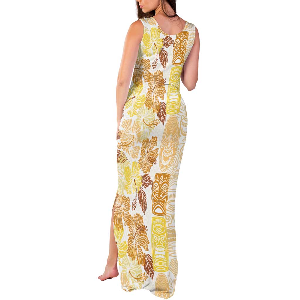 Christmas Aloha Hawaii Tiki Tank Maxi Dress Hibiscus Autumn Colors - Polynesian Pride