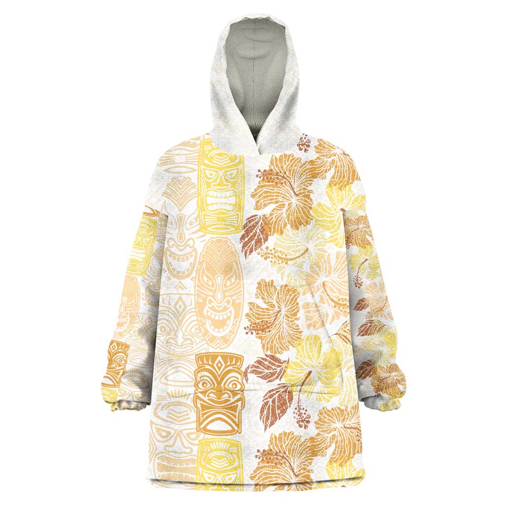 Christmas Aloha Hawaii Tiki Wearable Blanket Hoodie Hibiscus Autumn Colors LT7 One Size Yellow - Polynesian Pride