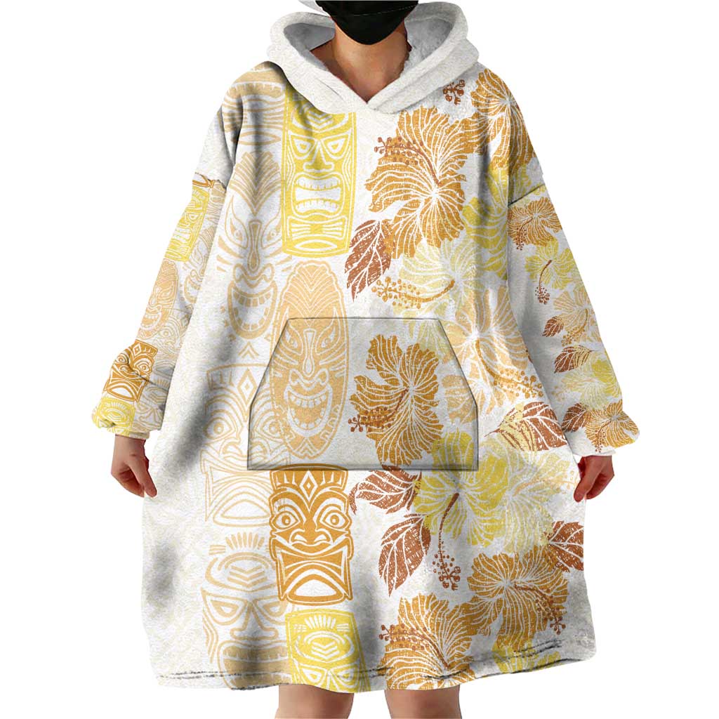 Christmas Aloha Hawaii Tiki Wearable Blanket Hoodie Hibiscus Autumn Colors LT7 - Polynesian Pride