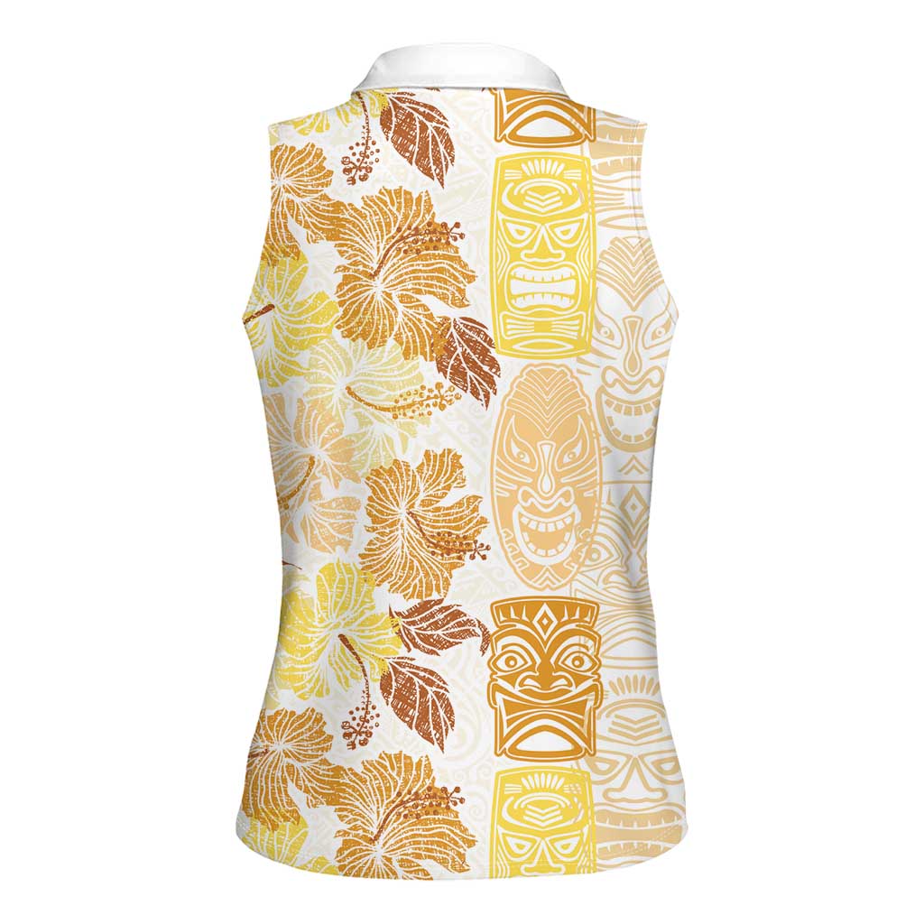 Christmas Aloha Hawaii Tiki Women Sleeveless Polo Shirt Hibiscus Autumn Colors LT7 - Polynesian Pride