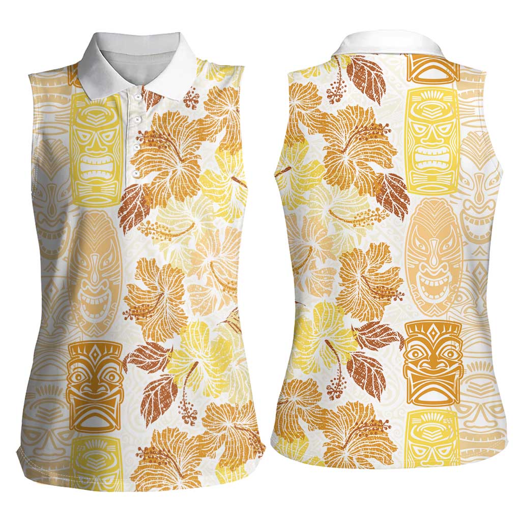 Christmas Aloha Hawaii Tiki Women Sleeveless Polo Shirt Hibiscus Autumn Colors LT7 - Polynesian Pride