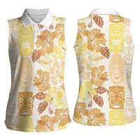 Christmas Aloha Hawaii Tiki Women Sleeveless Polo Shirt Hibiscus Autumn Colors LT7 - Polynesian Pride
