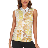 Christmas Aloha Hawaii Tiki Women Sleeveless Polo Shirt Hibiscus Autumn Colors LT7 - Polynesian Pride